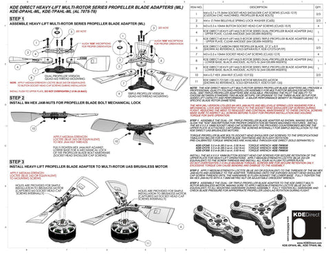 KDE-TPAHL-ML Heavy-Lift Propeller Blade Adapter (ML), Triple-Edition for Multi-Rotor (UAS) Series