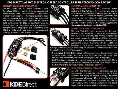 KDE-UAS125UVC-HE 125A+UHV Electronic Speed Controller (ESC) for Multi-Rotor (UAS) Series