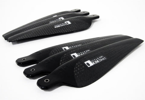 KDE-CF125-TP Propeller Blades, 12.5" x 4.3, Triple-Edition Series (CW/CCW Set)