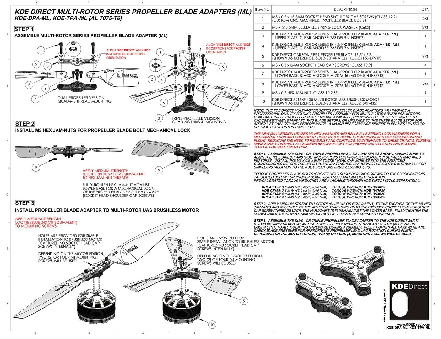 KDE-TPA-ML Propeller Blade Adapter (ML), Triple-Edition | KDE Direct