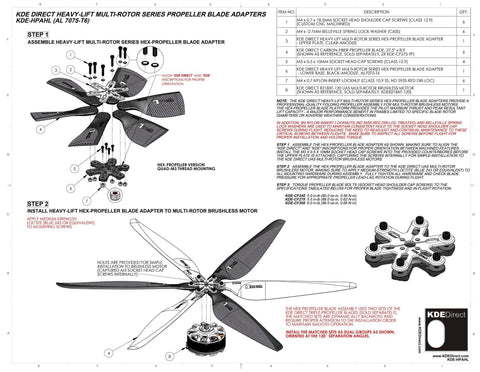 KDE-HPAHL Heavy-Lift Propeller Blade Adapter, Hex-Edition for Multi-Rotor (UAS) Series