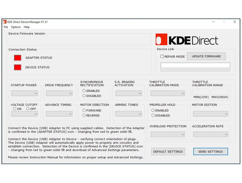 KDE-DMS KDE Direct Device Manager Software for UAS Electronic Speed Controller (ESC) Series
