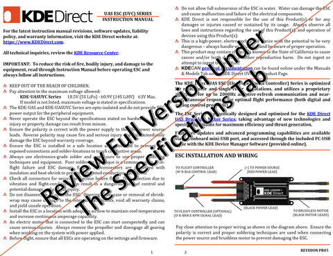 KDE-DMS KDE Direct Device Manager Software for UAS Electronic Speed Controller (ESC) Series